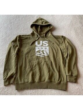 Spyder US Ski Team Olive Army Green Hoodie Sweatshirt Men's Medium USA